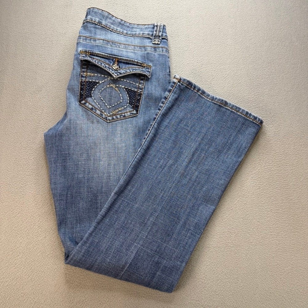 Lee Platinum Label Midrise Bootcut Jeans 16 M Blue Embroidered Western Workwear